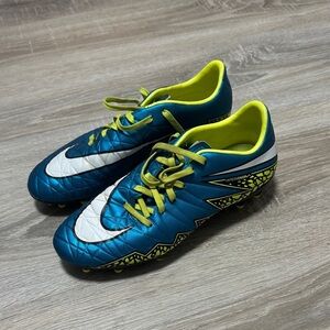 Blue and Lime Women's Soccer Cleats - Hypervenom Style